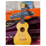 Vintage Folk Instrument Lot – Harmony Ukulele w/ Case & Nardan Harp w/ Box – Unique Pair”