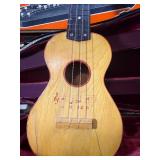 Vintage Folk Instrument Lot – Harmony Ukulele w/ Case & Nardan Harp w/ Box – Unique Pair”