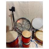 Remo Rototom + Snare Drum + Bongos Percussion Lot w/ Stand Hardware