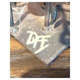 Signed “DFE” Welded Scrap Metal Musician Sculptures – Violin & Guitar Players – Industrial Art Pair