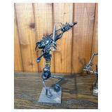 Signed “DFE” Welded Scrap Metal Musician Sculptures – Violin & Guitar Players – Industrial Art Pair