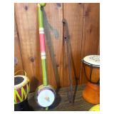 World Music Instrument Lot – Drums, Maracas, Banjo, Erhu, Guitar Decor & More – Folk / Percussion Mix