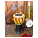 World Music Instrument Lot – Drums, Maracas, Banjo, Erhu, Guitar Decor & More – Folk / Percussion Mix