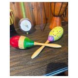 World Music Instrument Lot – Drums, Maracas, Banjo, Erhu, Guitar Decor & More – Folk / Percussion Mix