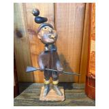 Carved Asian Wood Decor Set – Bow Wall Art, Mt. Fuji Vases, Figurine & Knife Display