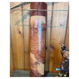Carved Asian Wood Decor Set – Bow Wall Art, Mt. Fuji Vases, Figurine & Knife Display