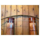 Carved Asian Wood Decor Set – Bow Wall Art, Mt. Fuji Vases, Figurine & Knife Display