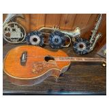Vintage Music Display Lot – Brass Horns, Sax, Seth Thomas Metronomes, DECCA Records & Acoustic Guitar