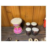 Miniature Musical Instrument & Brass Decor Lot – Drums, Bells, Cymbals, Folk Pieces
