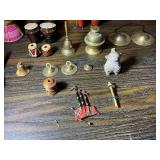 Miniature Musical Instrument & Brass Decor Lot – Drums, Bells, Cymbals, Folk Pieces