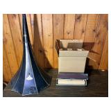 Vintage Phonograph Horn & Mixed Antique Tool Lot – Metal Horn, Drafting/Scroll Items