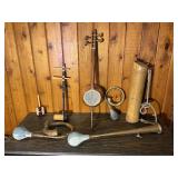 Vintage Folk Musical Instrument Lot – String Instrument, Horns, Asian Instruments & More