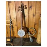 Vintage Folk Musical Instrument Lot – String Instrument, Horns, Asian Instruments & More