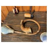 Vintage Folk Musical Instrument Lot – String Instrument, Horns, Asian Instruments & More