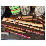 Vintage Folk Musical Instrument Lot – Drums, Flutes, Pan Pipes & Percussion
