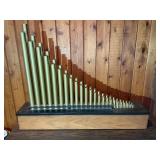 Mid Century Modern Tube Sculpture – Metal Pipe Sound/Light Art on Wood Base