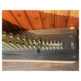 Mid Century Modern Tube Sculpture – Metal Pipe Sound/Light Art on Wood Base