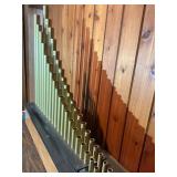 Mid Century Modern Tube Sculpture – Metal Pipe Sound/Light Art on Wood Base