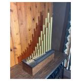 Mid Century Modern Tube Sculpture – Metal Pipe Sound/Light Art on Wood Base