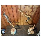 Curtis Jere Metal Seagull Sculpture Pair – Brass Birds on Stone Bases