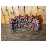 Cast Stone Brutalist Musician Sculpture & Carved Elephant Figure Lot