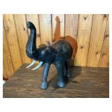 Cast Stone Brutalist Musician Sculpture & Carved Elephant Figure Lot