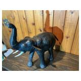 Cast Stone Brutalist Musician Sculpture & Carved Elephant Figure Lot