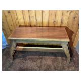Vintage Wooden Organ Bench with Lift-Top Storage