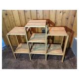 Multi-Tier Wooden Slatted Plant Stand / Display Shelf Set