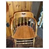 Mixed Household Lot: Wooden Captain’s Chair, Side Table & Digital Scales