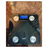 Mixed Household Lot: Wooden Captain’s Chair, Side Table & Digital Scales
