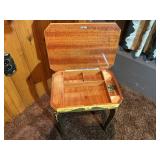 Decorative Inlaid Wooden Lift-Top Accent Table / Storage Box Table