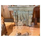 Hand-Carved Wooden Folk Art Table Lamp – Marcel Guay Atelier Quebec – Figural Fireplace Scene