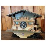 Vintage Swiss Chalet Cuckoo Clock – Wood Case – Parts/Repair – Weights & Chains Included