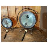 Set of 4 Mini Hanging Gongs with Stands & Mallets – Asian Style Decorative Desk Gongs