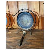 Set of 4 Mini Hanging Gongs with Stands & Mallets – Asian Style Decorative Desk Gongs
