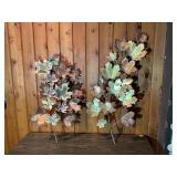 Pair of Mid-Century Style Metal Leaf Wall Art Sculptures – Torch Patina Finish