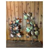 Pair of Mid-Century Style Metal Leaf Wall Art Sculptures – Torch Patina Finish