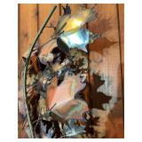 Pair of Mid-Century Style Metal Leaf Wall Art Sculptures – Torch Patina Finish