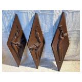 Vintage Burwood Jazz Wall Art Set (3pc) – Mid Century Arabesque Wood Musicians