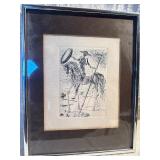 Vintage Wall Decor Lot – Ornate Mirror, Framed Art Prints (Dali, Golf Scene)