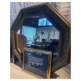 Vintage Wall Decor Lot – Ornate Mirror, Framed Art Prints (Dali, Golf Scene)