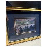 Vintage Wall Decor Lot – Ornate Mirror, Framed Art Prints (Dali, Golf Scene)