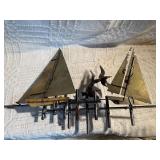 Signed Curtis Jere Mid Century Modern Brutalist Metal Wall Sculpture – Sailboats & Birds