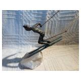 Signed Curtis Jere Bronze Skier Sculpture on Stone Base – Mid Century Modern