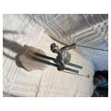 Signed Curtis Jere Bronze Skier Sculpture on Stone Base – Mid Century Modern