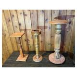 Set of 3 Vintage Wooden Pedestals / Candle Stands – Decorative Display Columns