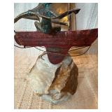 Signed Curtis Jere Sailboat Sculpture w/ Figure on Stone Base – Mid Century Modern