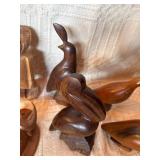 Vintage Hand Carved Wood Sculpture Lot – Birds, Folk Art Figures, Asian Carvings