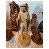 Vintage Hand Carved Wood Sculpture Lot – Birds, Folk Art Figures, Asian Carvings